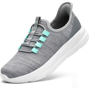 STQ Women’s Slip on walking sneaker  - Size 7 Gray and White Athletic Sneakers